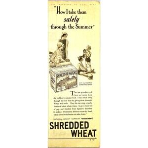 Shredded Wheat Cereal "How I take them safely through the Summer" Print Ad 1931